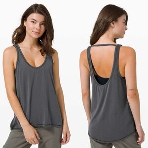 Lululemon ease of it all open back tank top Sz 8 graphite grey